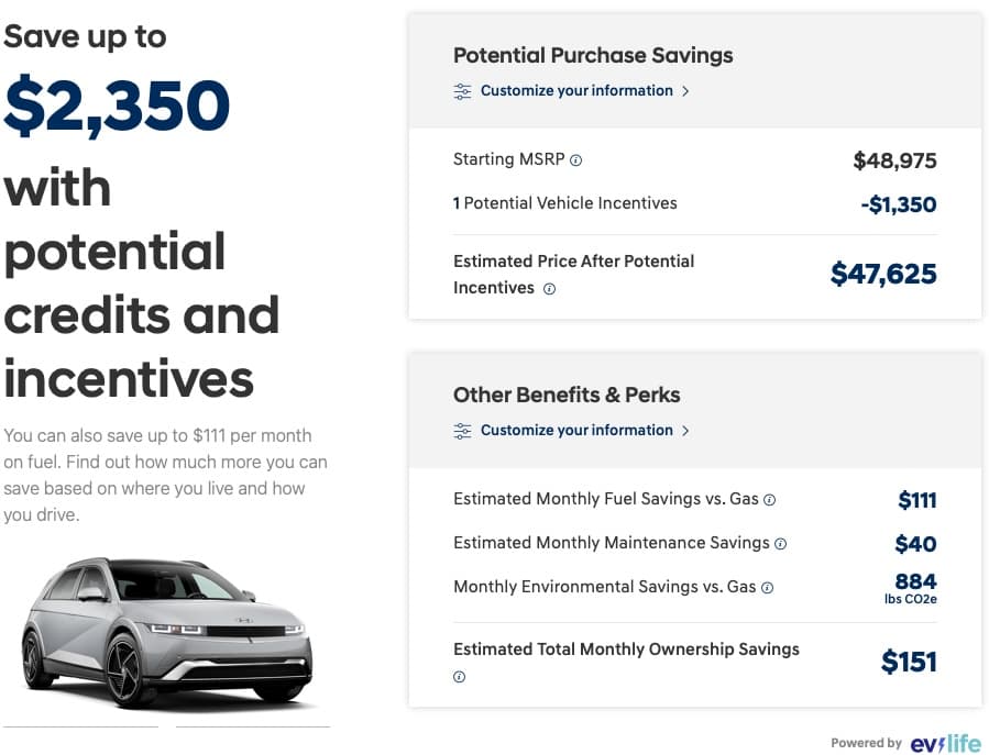 Hyundai EV incentive calculator